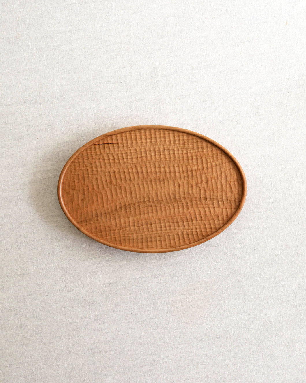 NAMU Carved Cherry Wood Plate / Tray (9.8