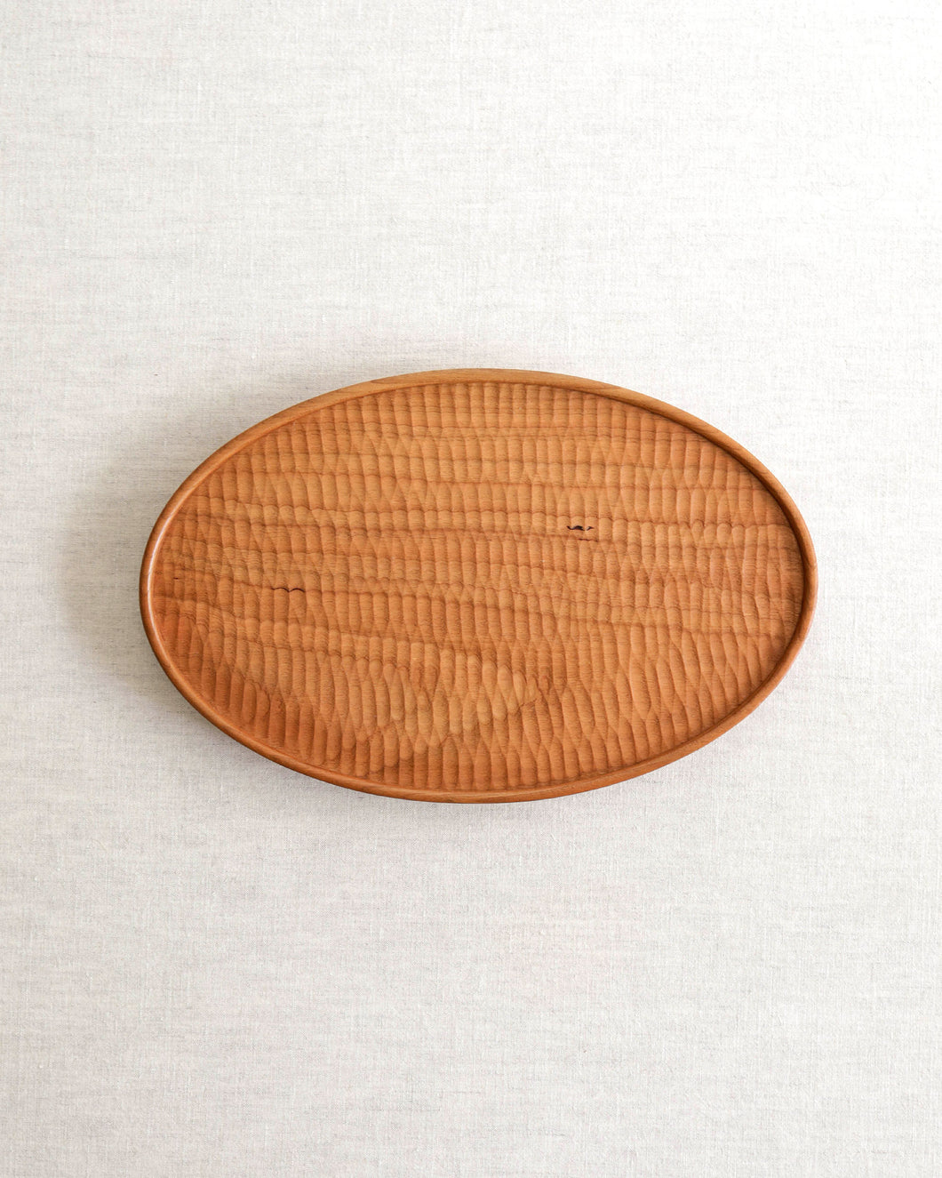 NAMU Carved Cherry Wood Plate / Tray (11.6