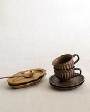 Load image into Gallery viewer, Coffee Cup &amp; Saucer in Brown (3.5&quot;)
